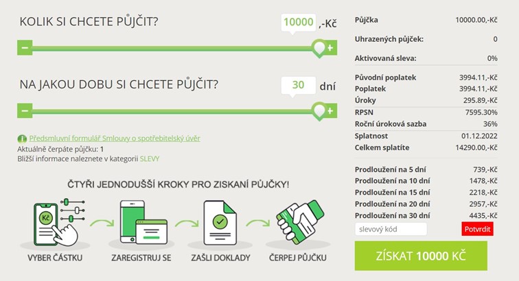 Žádost o půjčku CreditGo – krok 2. 